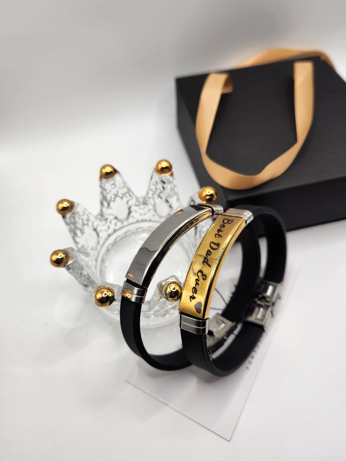 Classic Custom name/logo stainless steel and silicone band bracelet - Image 6